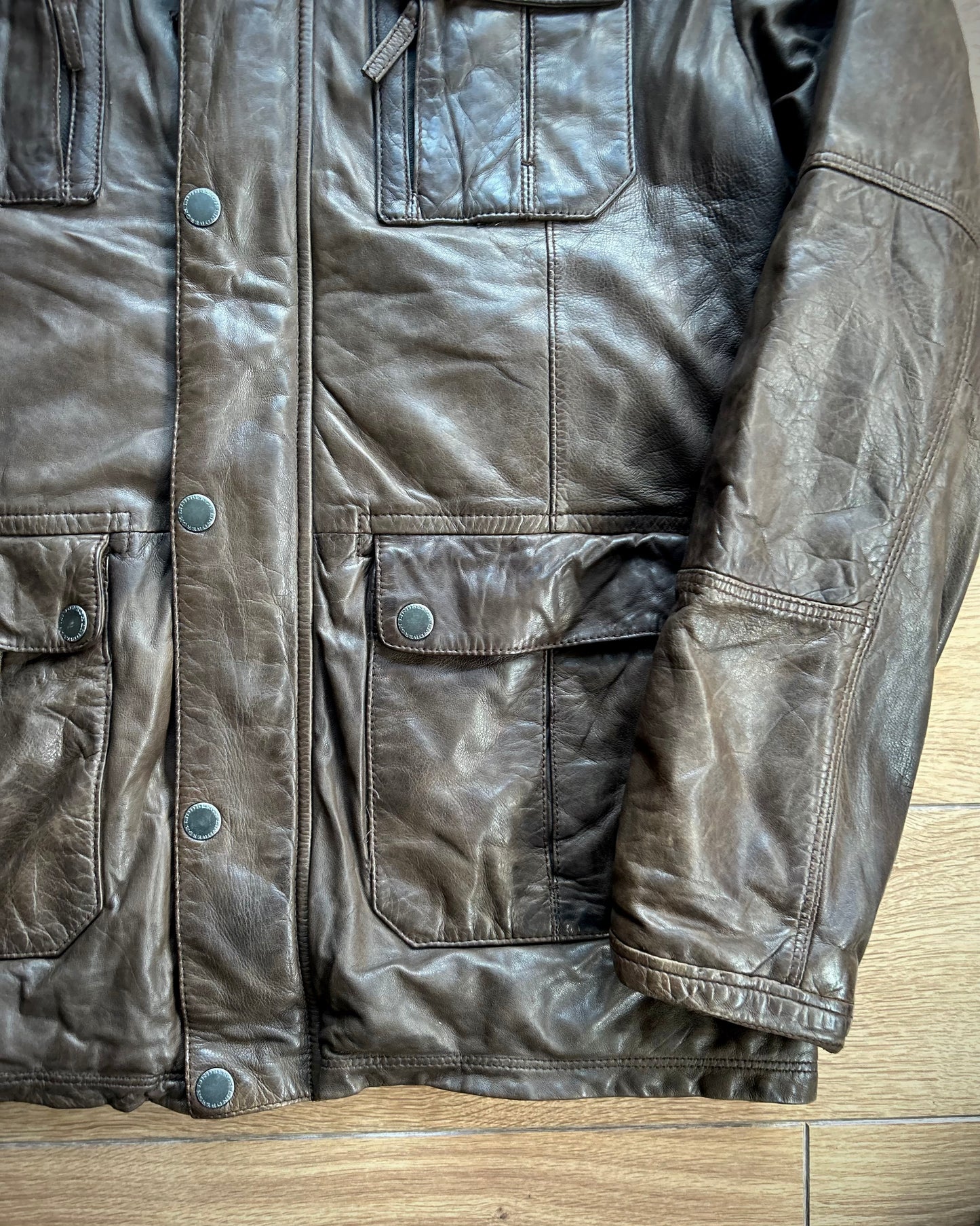 lindbergh brown lambs leather jacket.