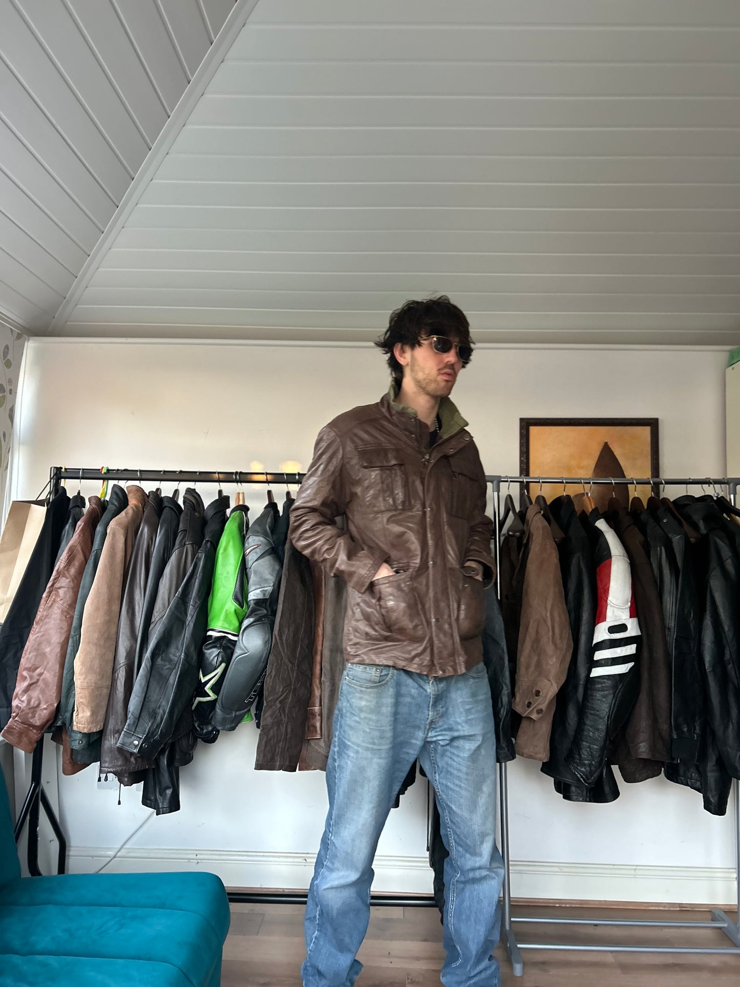 lindbergh brown lambs leather jacket.