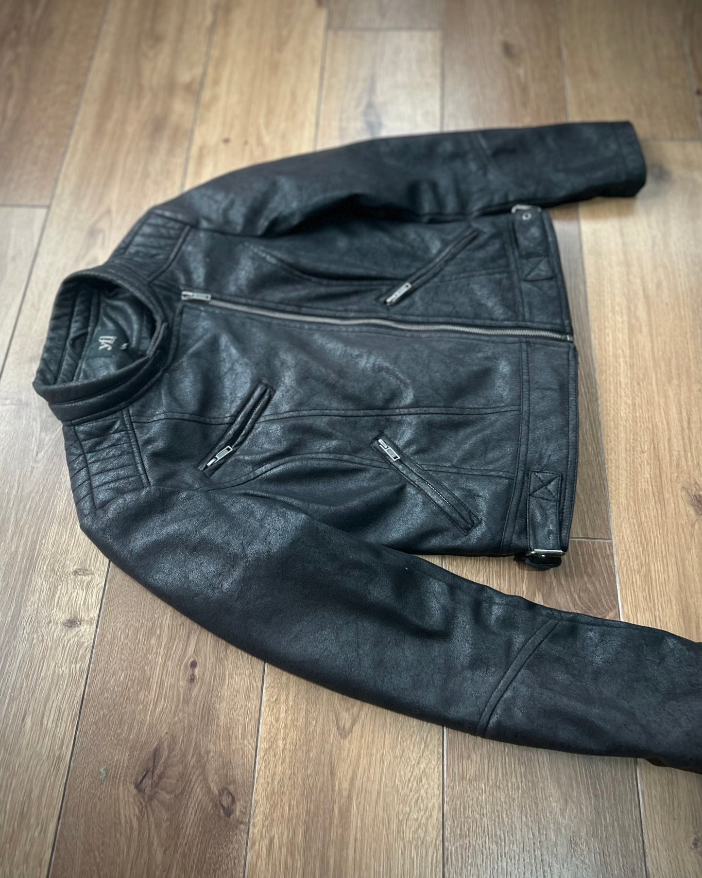 yfl black women’s moto/cafe racer jacket (S).