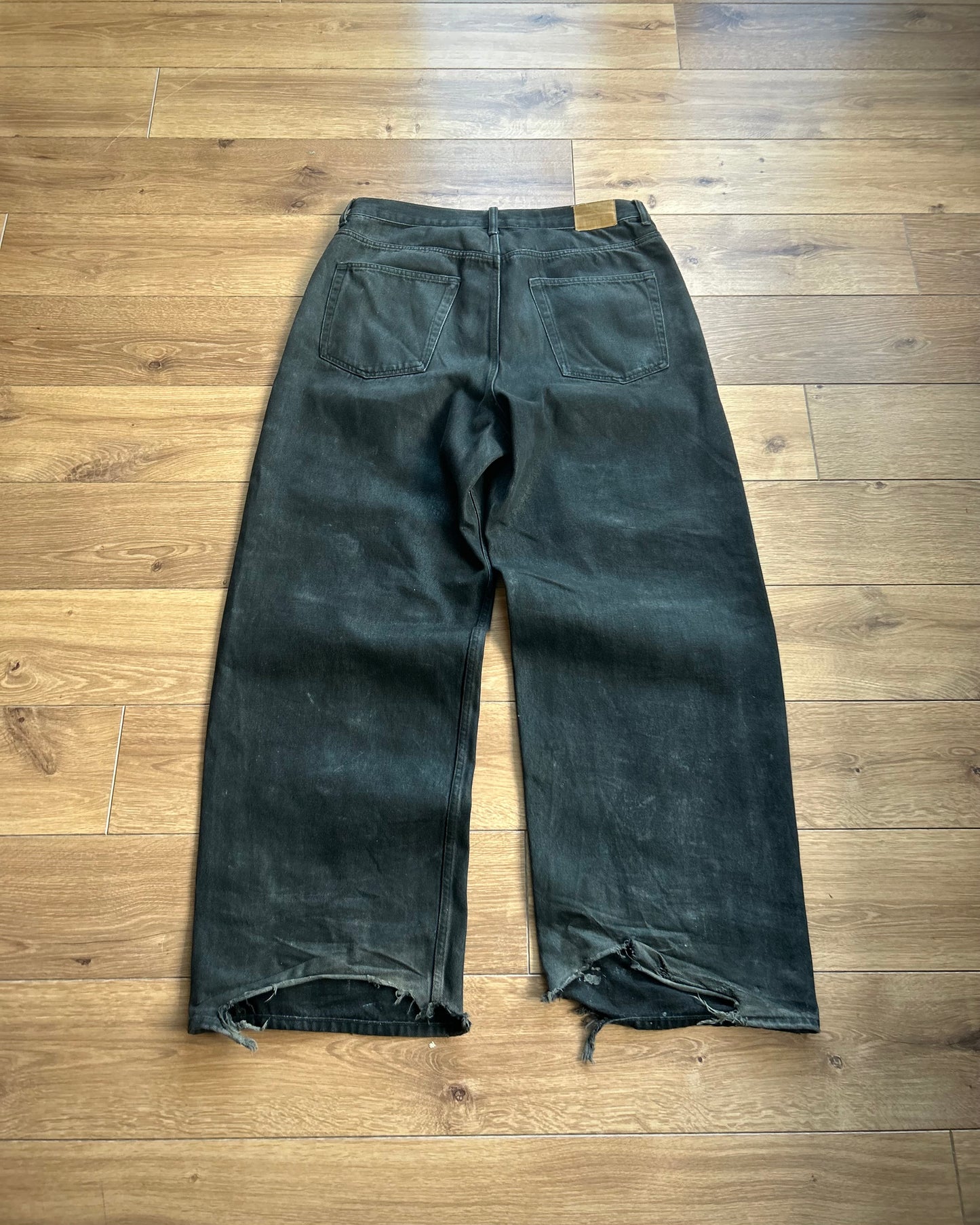 ridelucci super wide leg black waxed denim 100% cotton (fully waterproof variant).